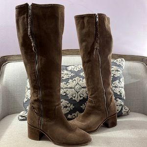 Steve Madden Size 10 Lasso Brown Leather Suede Knee High Heeled Boots